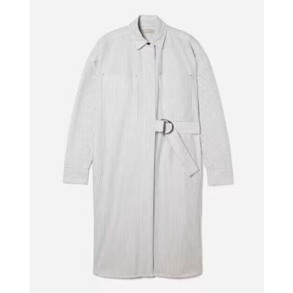NWT Everlane Gray & White Oxford Shirt Dress Belted Organic Cotton Size XS - Picture 5 of 16